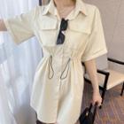 Short-sleeve Button-up Mini Shirtdress