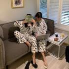 Dotted Long-sleeve Night Gown / Pajam Set