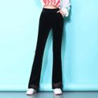 High-waist Velvet Bell-bottom Pants