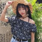 Short-sleeve Off Shoulder Chiffon Blouse