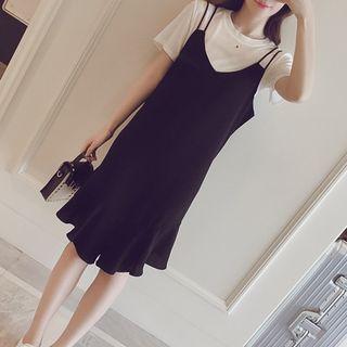 Set: Short-sleeve Top + Strappy Dress