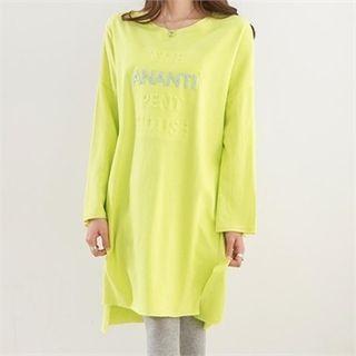 Lettering-embossed T-shirt Dress