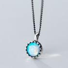 925 Sterling Silver Bead Pendant Necklace Silver & Blue - One Size