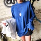 Mock-neck Loose-fit Long T-shirt