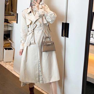 Tie Waist Trench Coat / Floral Midi A-line Dress / Set
