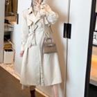 Tie Waist Trench Coat / Floral Midi A-line Dress / Set