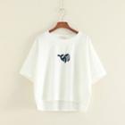 Whale Embroidered Short Sleeve T-shirt