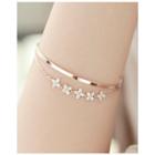 Rhinestone Chain-linked Metal Open Bangle