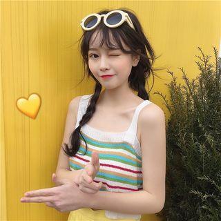 Small Rainbow Striped Knit Camisole Top As Shown In Figure - One Size
