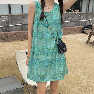 Multicolored Mini A-line Tank Dress