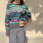 Patterned Sweater Green & Gray - One Size