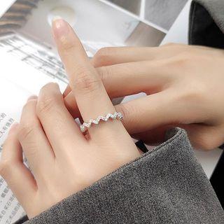 Zigzag Rhinestone Sterling Silver Ring