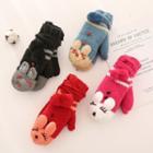 Rabbit Embroidered Knit Gloves