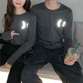Smile Print Reflective Couple T-shirt