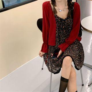 Floral Slipdress/chiffon Long-sleeve Top