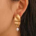 Irregular Alloy Faux Pearl Dangle Earring 1902-1 - Gold - One Size