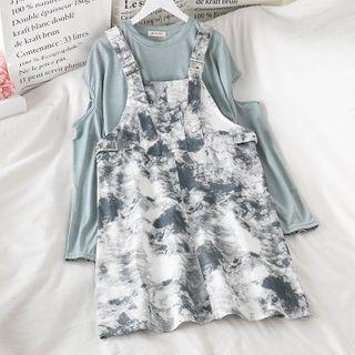 Cutout Long-sleeve Loose-fit T-shirt / Print Jumper Dress