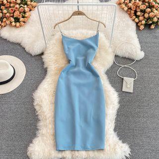 Chain Strap Plain Sheath Dress