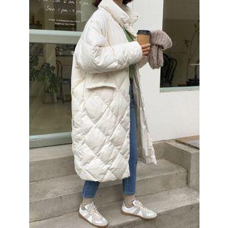 Funnel-neck Duck-down Quilted Coat