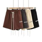 Elastic Waist Lace-up Wide Leg Shorts
