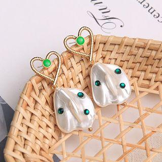 Acrylic Heart & Shell Dangle Earring 1 Pair - As Shown In Figure - One Size