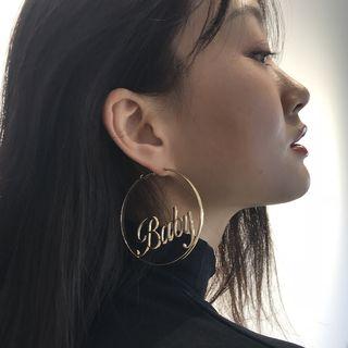 Alloy Lettering Hoop Earrings
