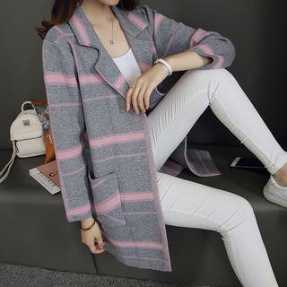 Plaid Notch Lapel Long Cardigan