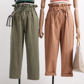 Paperbag High-waist Wide-leg Harem Pants