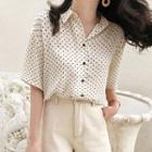 Polka Dot Short-sleeve Blouse / Wide Leg Shorts