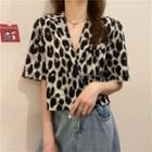 Animal Print Short-sleeve Blouse