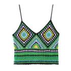 Crochet Knit Camisole Top Green - One Size