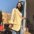 Contrast-trim Lettered Slit-cuff Blazer