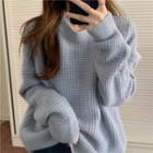 Oversize Plain Round-neck Sweater