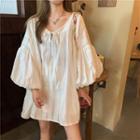 Puff-sleeve Tunic Dress White - One Size