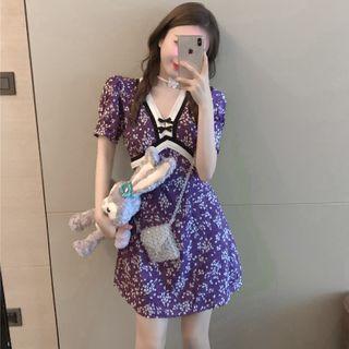 Floral V-neck Mini Dress