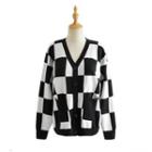 Checkerboard Cardigan 2125 - Black & White - One Size