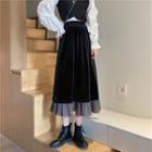 High-waist Velvet A-line Skirt