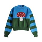 Mushroom Print Two-tone Sweater
