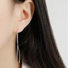 925 Sterling Silver S Curve Dangle Earring Platinum - One Size