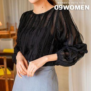 Plus Size Round-neck Textured Blouse