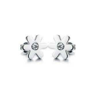 Fashion Simple Flower 316l Stainless Steel Stud Earrings Silver - One Size