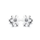 Fashion Simple Flower 316l Stainless Steel Stud Earrings Silver - One Size