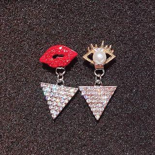 Rhinestone Triangle Non-matching Drop Earring
