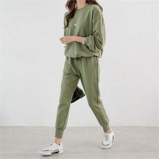 Set: Drawstring-hem Pullover + Sweat Pants