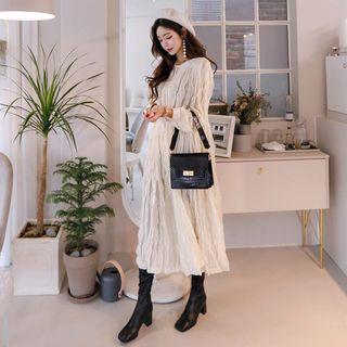 Round-neck Pleated A-line Dress