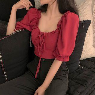Puff-sleeve Ruffle Blouse / Mini Dress