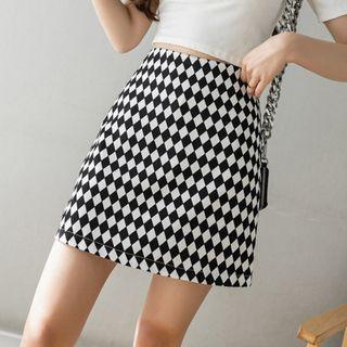 Diamond Pattern Mini A-line Skirt