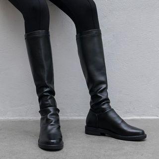 Faux-leather Knee High Boots