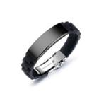 Simple Personality Black Glossy Geometric Rectangular 316l Stainless Steel Silicone Bracelet Black - One Size