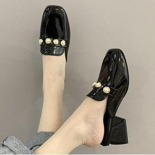 Beaded Block-heel Mules